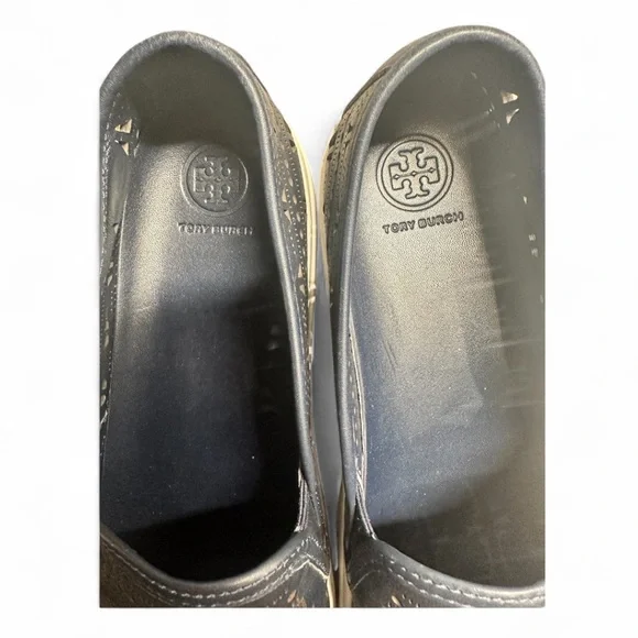 Tory Burch Lennon Dark Navy Blue Slip-On Loafers Lazer Cut Size 10 - Picture 7 of 9